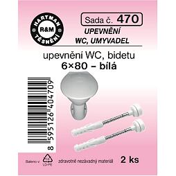 HARTMAN sada k upevnění WC a bidetů, 6*80mm, bílá, sada č. 470