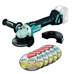 MAKITA DGA504ZX1 aku úhlová bruska 125mm bez baterie s příslušenstvím + kryt + 5* řezný kotouč