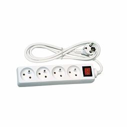 kabel 230V prodlužovací 5m, 4 zásuvky, vypínač P1415