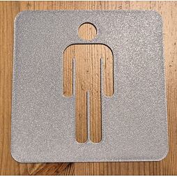 označení dveří toalet, muži, s pozadím, leskle šedé, 120*120mm