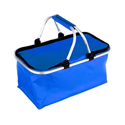 košík nákupní skládací 48*24*28cm, Al + polyester, uzavírání na zip, modrý, 326247
