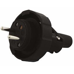 EMOS zástrčka IP65, čierna guma, P0037