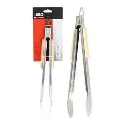 BBQ kleště grilovací 37,5cm NEREZ, dřevěná rukojeť, 387174