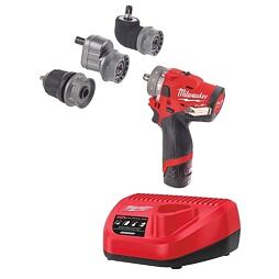 MILWAUKEE M12 FPDXKIT-202X aku příklepová vrtačka 12V/2*2Ah + 3* výměnná hlava, HD box