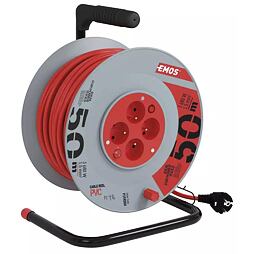 EMOS kabel 230V prodlužovací 50m/4Z PVC 3*1,5mm, vypínač, buben P194504