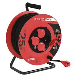 EMOS kabel 230V prodlužovací 25m/4Z guma 3*1,5mm buben IP44 P084251