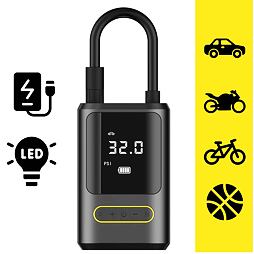 PROTECO aku kompresor "DO VRECKA" 7,4V/4Ah, 10,3bar, LED biela + LED červená