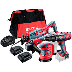 EXTOL PREMIUM sada aku nářadí SHARE 20V, 7-dílná, 2* aku baterie, v tašce, 8898314