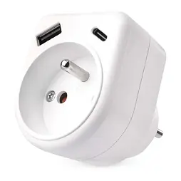 EMOS zásuvka rozbočovací 1*, 1*USB-A+1*USB-C, P0074