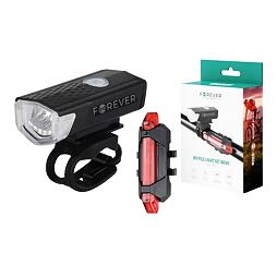 FOREVER sada přední a zadní cyklosvítilna, USB nabíjení, BLG-100