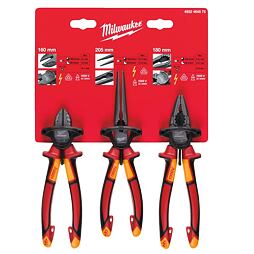 MILWAUKEE 4932464575 sada klieští VDE 3ks, boční štipky 160+kombinačky 180+dlhé zakul.205mm