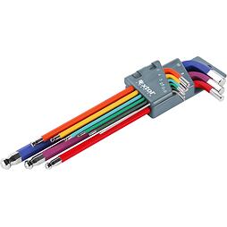EXTOL Premium sada imbus kľúčov s guličkou 1,5-10mm, farebné, 8819315