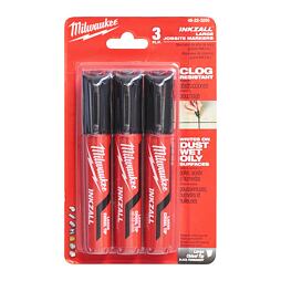 MILWAUKEE 4932471554 značkovač INKZALL „L“ čierny, sada 3 ks, rýchloschnúci, betón+drevo+kov+plast
