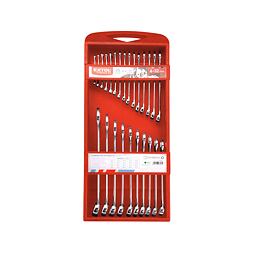 EXTOL Premium klíče očkoploché sada 6-32mm 25ks DIN3113, plastová kazeta závěsná na zeď 6350