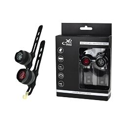 světlo na kolo LED XQMAX AL, 2 svět.režimy, červená + bílá (přední  + zadní)