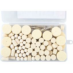 EXTOL CRAFT kotúče plstené leštiaca súprava 120ks, 10* unášač 3,2mm, 903760