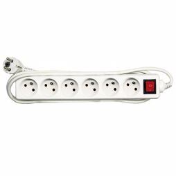 kabel 230V prodlužovací 5m, 6 zásuvek, vypínač P1615