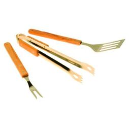 grilovací náčiní 3ks nerez, dřevěná rukojeť (kleště,obracečka,vidlice) 4900471