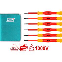 TOTAL šroubováky elektrikářské VDE 1000V, hodinářské, PL+PH, 6ks, THKIPSD0601