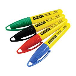 STANLEY 2-47-329 popisovače permanentné MINI 4ks jemný hrot, čierny+červený+modrý+zelený