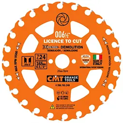 CMT pilový kotouč XTreme 165*2,3*20mm na demoliční práce, 24Z HW, 28676524H