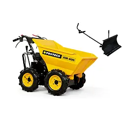 PROTECO motorový přepravník - DUMPER s radlicí na sníh, 6,5HP, 4x4, 400kg, 240l, 51.03-KM-400-RAD