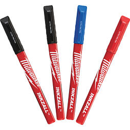 MILWAUKEE 48223165 INKZALL značkovače sada 4 kusy, 2*černý, 1*červený, 1*modrý hrot 0,6mm