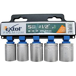 EXTOL Premium nástrčné 1/2" 5ks 18-19-21-22-24mm 65603