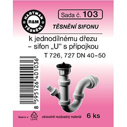 HARTMAN těsnění sifonu k jednodílnému dřezu, sifon "U" s přípojkou, sada č. 103
