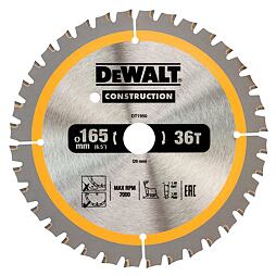 DeWalt DT1950 pílový kotúč 165*20mm, 36 zubov, FTOP 3°, šírka kotúča 1 mm vhodný pre aku píly
