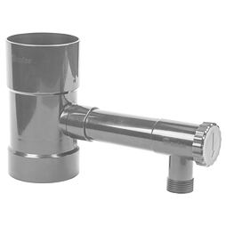 zberač dažďovej vody na odkvap 100mm, ventil, ABS plast, rameno 170mm IBCLZ1-100
