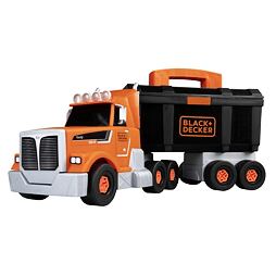 SMOBY kamion s dětským nářadím a jeřábem BLACK+DECKER, nářadí 60ks, malá vrtačka, SM360941