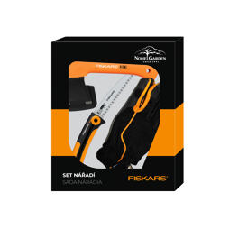 FISKARS set OUTDOOR sekera X5 + pilka Xtract+ rukavice, 10461
