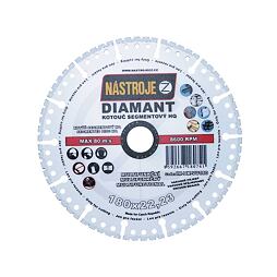 NÁSTROJE CZ diamantový kotouč HQ segmentový 180*3,0*22,2mm, na různé materiály IM-DK-VU180
