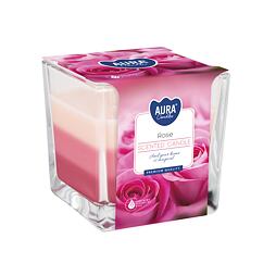 sviečka vonná v skle 170g DÚHA RUŽA, 3-farebná, 94040sr
