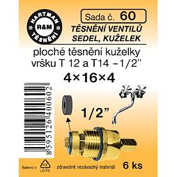 Tesnenie ventilov sediel, kuželiek: ploché tesnenie kužeľky do batérie T 12 a T 14-1/2", sada č.60