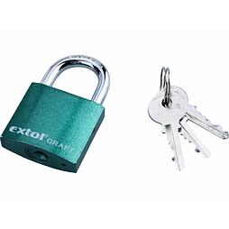 EXTOL Craft visací zámek 38mm, 3 klíče, barevný 77020