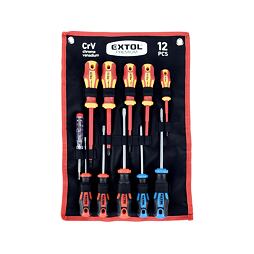 EXTOL PREMIUM súprava skrutkovačov kombinovaná VDE + normal, skúšačka, polyesterové puzdro, 53088