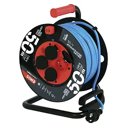 EMOS kabel 230V prodlužovací 50m/4Z SILIKON modrý, NEMRZNOUCÍ, 3*1,5mm buben IP44 P08550W