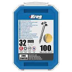 KREG Zinc Maxi-Loc šrouby pro skryté spoje - 32mm, hrubý závit, 100ks SML-C125-100