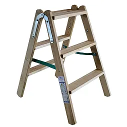 WOODLAND schůdky oboustranné dřevěné, 3 příčky, nosnost 150kg, 79cm, impregnovaná borovice, 401151