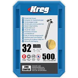 KREG Zinc Maxi-Loc šrouby pro skryté spoje - 32mm, hrubý závit, 500ks SML-C125-500