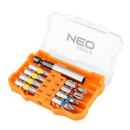 NEO sada bitů 10ks 1/4" (8x bit, magnetický unašeč, rukojeť) 56-614
