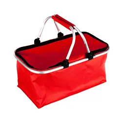 košík nákupní skládací 48*24*28cm, Al + polyester, uzavírání na zip, červený, 327053