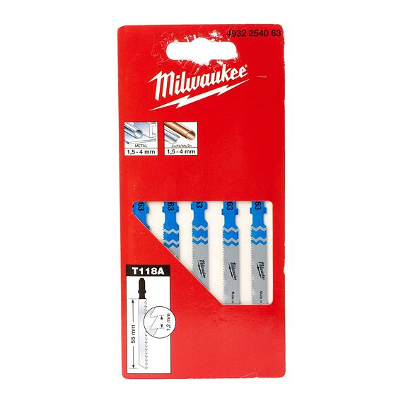 MILWAUKEE 4932254063 pílky do priamočiarky, kov, 55mm, 5ks T118A