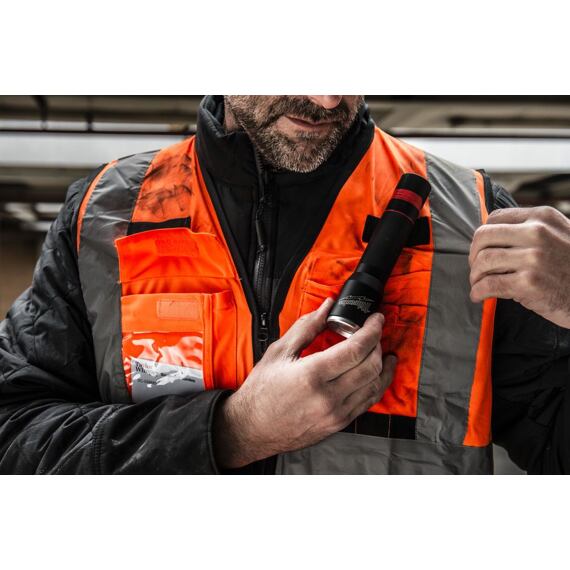 MILWAUKEE 4932471899 vesta výstražná PREMIUM vel. L/XL, ORANŽ, vysoká viditelnost, zip, kapsy, límec