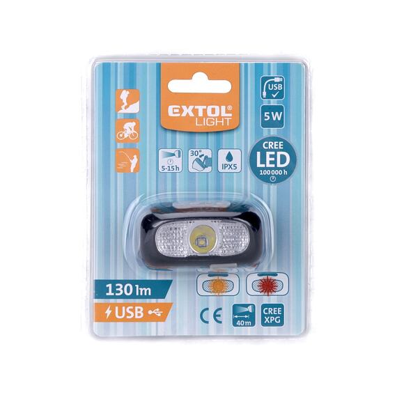EXTOL Light čelovka LED 5W CREE XPG, 130lm, 3,7V/1,2Ah 43181