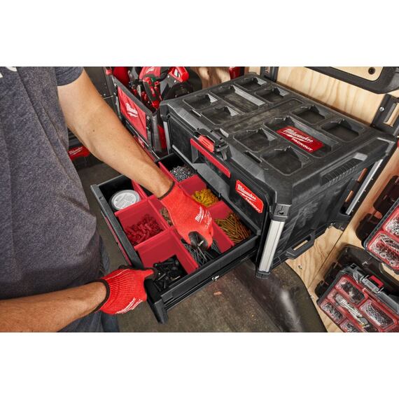 MILWAUKEE 4932472127 regálový systém PACKOUT, E-Track + 2 police, polica nosnosť 22kg