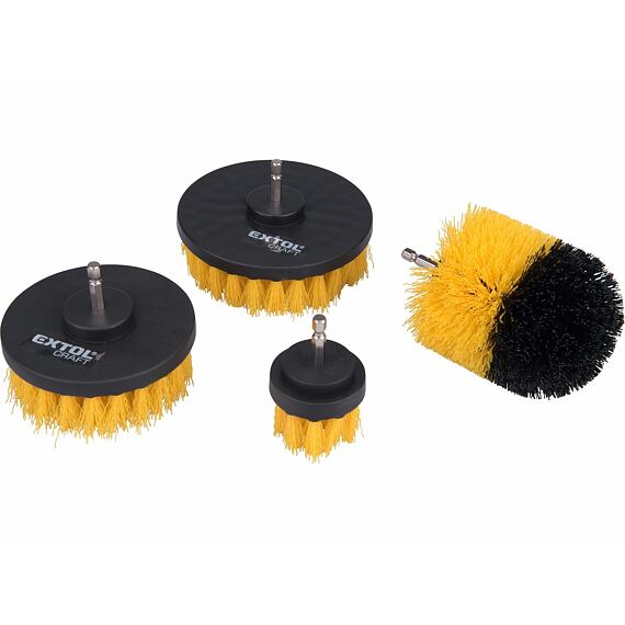 EXTOL CRAFT čistiace kefy do vŕtačky, súprava 4ks, stopka 1/4"*25mm