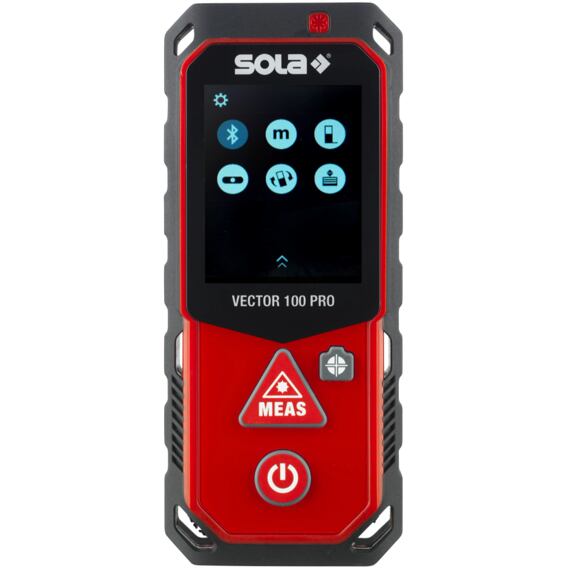 SOLA Vector 100 PRO Set, laserový diaľkomer 100m, dotyková obrazovka, meranie uhlov, Bluetooth